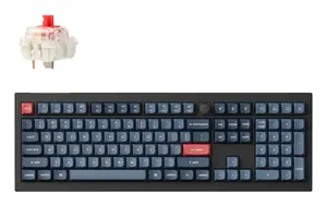 Mehāniskā tastatūra Keychron V6 Max — pilna izmēra 100% QWERTZ, USB + RF bezvadu + Bluetooth, RGB, melni/pelēka