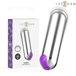 Rechargeable vibrating bullet INTENSE FUN TOYS KAREN MINI — silver, compact personal massager