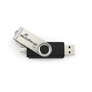 USB флеш-накопитель Triton MR932-2 — 32 ГБ, USB 2.0 Type-A и Micro-USB, swivel, чёрно‑серебристый