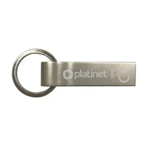 USB flash drive PLATINET PMFMK128 — 128 GB, USB 2.0 Type-A, metal waterproof, silver