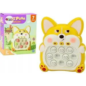 LEANToys Pop‑It Fox Sensory Game Console 7 Modes Yellow — handheld fidget toy