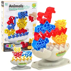 Balancing Stacking Game LEANToys — Colorful Animal and Stone Blocks, Skill and Dexterity Toy