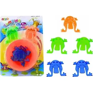 LEANToys dexterity game 'Jumping Frogs' — colorful plastic frogs in a bowl set