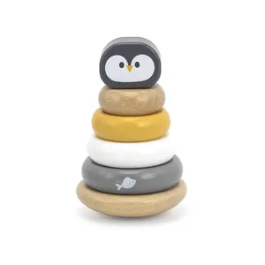 Koka kaudze Viga PolarB Penguin Stacker bērniem no 1 gada, daudzkrāsains