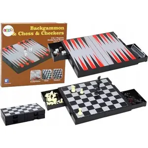Магнитный набор игр 3 в 1 LEANToys — Шахматы, Шашки, Нард (модель 19591)