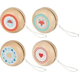 Wooden Yo-Yo with Animal Designs Goki 408086 — classic wooden toy, single-string loop, painted animal motifs