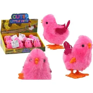 Wind-up Jumping Chicken Toy LEANToys model 17605 — pink wind-up figurine