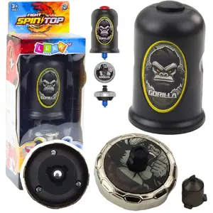 Игровой набор LEANToys 24358 — запускатель с волчком и летающим диском, дизайн гориллы, чёрный