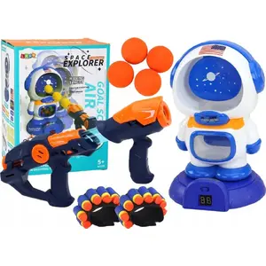 LEANToys action game set — shooting at astronaut target with 2 toy pistols, foam darts/balls