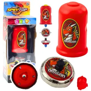 LEANToys Flying Disc Dragon Red — launcher set with spinning top (model 24357)