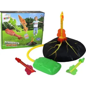 Игрушечный запускатель LEANToys модель 16673 — набор с вулканом, ракетой и динозаврами для дома и улицы