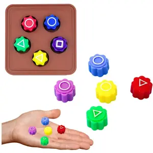 Game Pieces set for Gonggi by LEANToys — 5 plastic pieces on base (model 25400)
