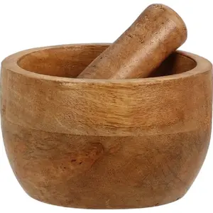 Wooden mortar and pestle Home&Styling Collection, mango wood, 10 x 6 cm