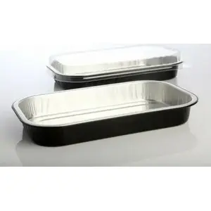 Крышка для фольгированной тарелки Plus Pack D-PET черная/алюминий 241×145×25 мм, 100 шт.