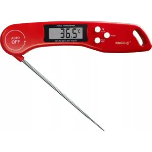 Food Thermometer KingHoff KH-1670, electronic probe, temperature range -50 to 300 °C, LCD display, red