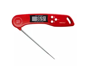 Food Thermometer KingHoff KH-1670, electronic probe, temperature range -50 to 300 °C, LCD display, red