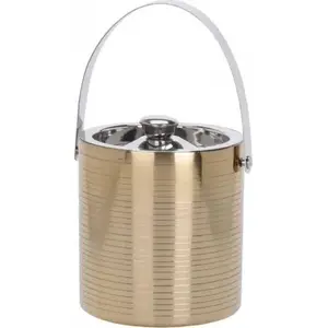 Ice Bucket with Lid, Dekoracja domu — golden finish, tabletop cooler for chilling bottles and ice