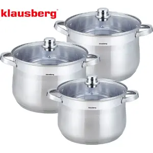 Stock Pot Set Klausberg KB-7177 — Stainless Steel Gastro Pots 10.7 L, 8.6 L, 7.0 L