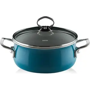 RIESS shallow saucepan with lid 2.0 L 20 cm Aquamarin, enameled steel