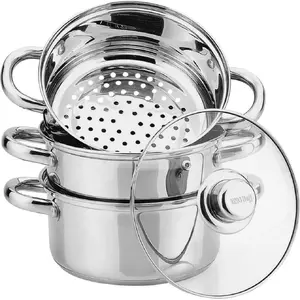 Steamer Pot KingHoff KH-3316, 18 cm, stainless steel, two-tier steaming insert