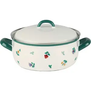 Cookware pot RIESS RIESS 1.5 L shallow saucepan 18 cm enamelled GMUNDNER floral pattern