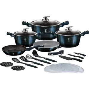 Cookware set berlinger haus BH-7183 — 22-piece pots, pans, kitchen accessories, knives, Rose Gold