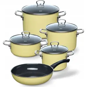 Cookware set RIESS model R-0558-002, 5 pieces, lemon color enamel