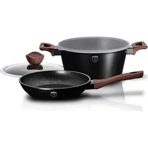 Cookware set berlinger haus Garnek 4L and Frying Pan 24 cm with Lid BH/6782 - Ebony Rosewood