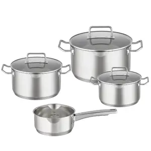 Pan set RÖSLE 91947 — 4-piece stainless steel and glass lids, mixed cookware set, 6.1 kg