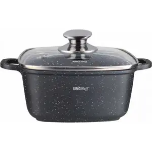 Cookware pot KingHoff KH 1605 with lid, marble coating, 6.5 L, induction-compatible, black