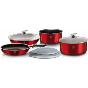 Cookware set berlinger haus BH-6145 Metallic Line Burgundy — 9-piece pot and pan set