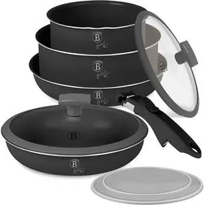 Cookware set berlinger haus BH-8256 — 9-piece titanium-coated pots and pans, anthracite