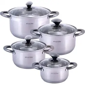 Cookware set Kamille 8-piece stainless steel pots and pans, model 4927