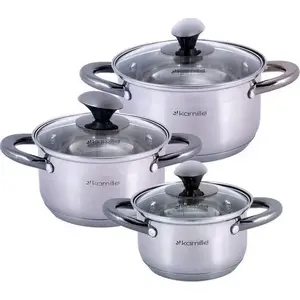 Cookware set Kamille KM-4926, 6-piece pot set, stainless-steel lids included