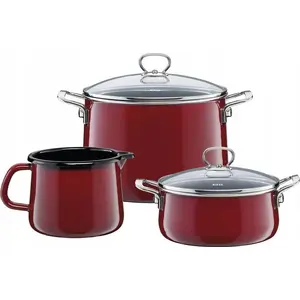 Cookware set RIESS R-0520-008, 3-piece, red (enamelled pots)