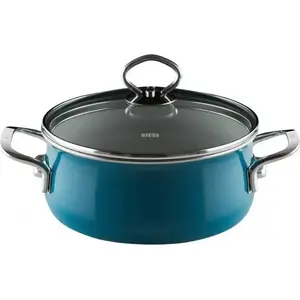 Кастрюля RIESS R-0711-010 низкая с крышкой 24 см Aquamarin