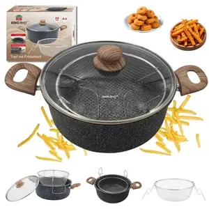 KingHoff KH-1985 marble-coated cooking pot with frying basket, 4 L capacity