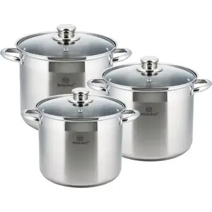 KingHoff Cookware Set KH-4310 — 3 pots: 9 L, 7 L, 5 L, stainless-steel lids