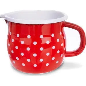 Enamel Mug ORION 0.8 L — Retro Red with White Polka Dots, Universal