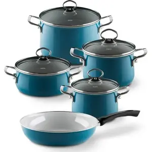 Cookware set RIESS Zestaw 5cz. Aquamarin — 5-piece enamel cookware set by RIESS