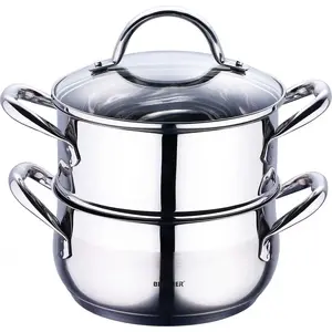 Pan set 2 pcs BERGNER BG-6521 — stainless steel, 18 cm stock pot 2.2 L + 18 cm steamer