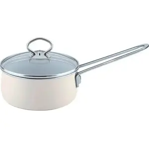 Saucepan RIESS Rondel with lid 16 cm Avorio, enamelled steel