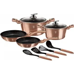 Cookware set berlinger haus BH-6142 — granite non-stick pots and pans, rose gold finish