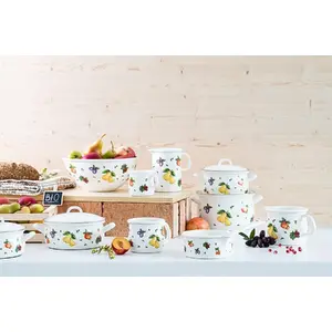 Cookware pot RIESS Fruit Garden 1.5 L, 16 cm – high saucepan, enamelled steel