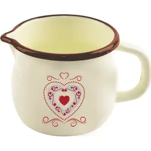 Enamel Saucepan ORION 12 cm with Handle, Model 113084, Heart Pattern, Universal