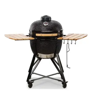 Kamado keramikas ogļu grils Kamado Bono Media 20" uz ratiņiem, melns, 520×630×1080 mm