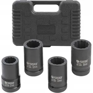 Impact deep socket set 1" Forsage 4-piece, 12-point, sizes 27–36 mm