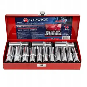 Socket set Forsage 1/2" deep 14 pcs (11–30 mm) hexagonal