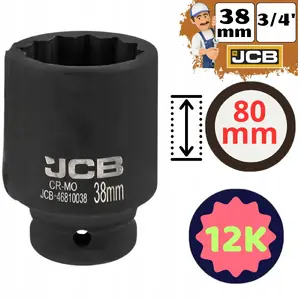 Socket bit (deep) JCB 3/4" 38 mm 12-point