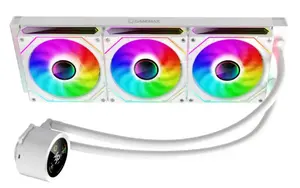 All-in-one šķidruma dzesētājs GameMax ICEBURG 360 DIGITAL WH — 360 mm radiators, 120 mm ventilatori, 290 W TDP, balts